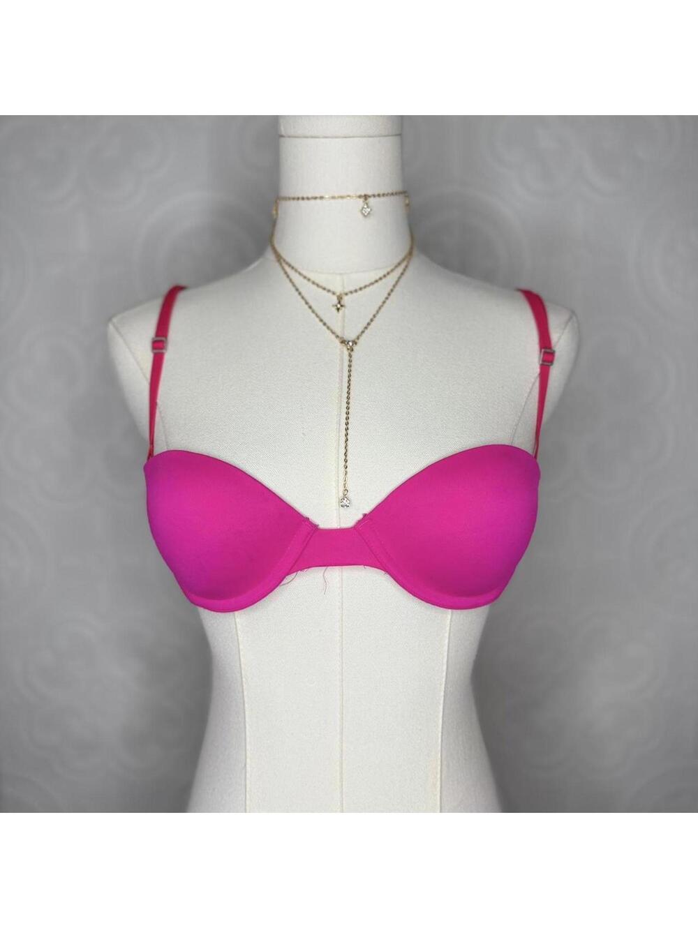 Love Pink Victoria's Secret Hot Pink Multi-way Adjustable Demi Bra Size 32B